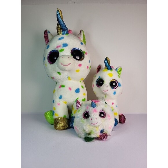 Ty Beanie Boos Harmonie Set Of 3 Unicorns / 9", 6", And 2.5" - Picture 1 of 8